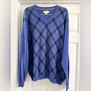 Payne‎ Stewart Mens Golf Sweater Blue Black Argyle Long Sleeve V-Neck Cotton XXL